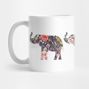 3 Elephants Navy Floral Mug